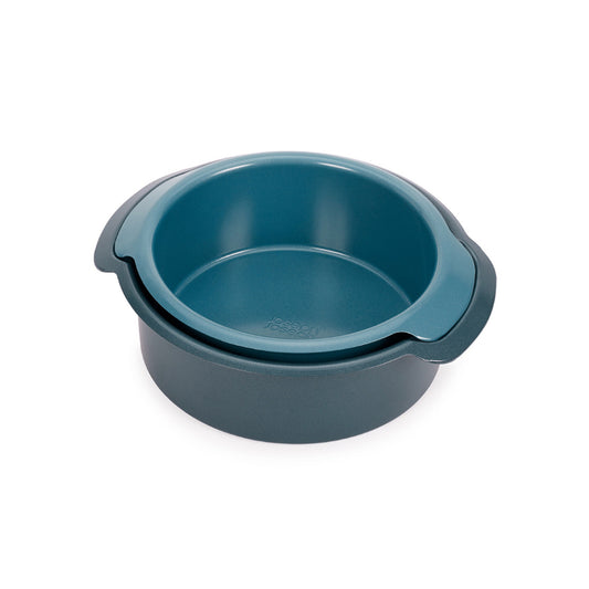 Joseph Joseph Nest Bake Non-Stick 2Pcs Blue Round Cake Tin Set, Asy-Pull Handles On The Sides, Durable Dual-Layer, Non-Toxic, Non-Stick Coating, JOSE-45068