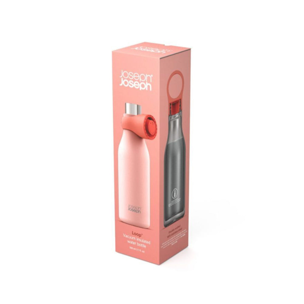 Joseph Joseph Loop 500ML Stainless-Steel Vacuum Insulated Water Bottle Coral, JOSE-81119