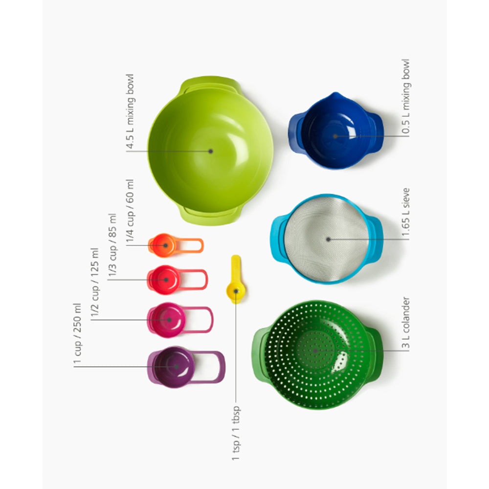 Joseph Joseph Nest 9 Nesting Bowls Multi Color 5 Measuring Cups, JOSE-40031