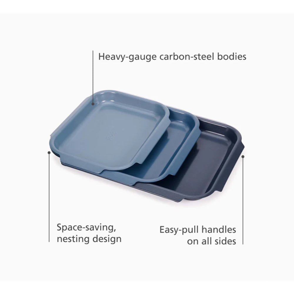 Joseph Joseph Nest Bake Non-Stick 3-Piece Blue Baking Tray Set, JOSE-45064