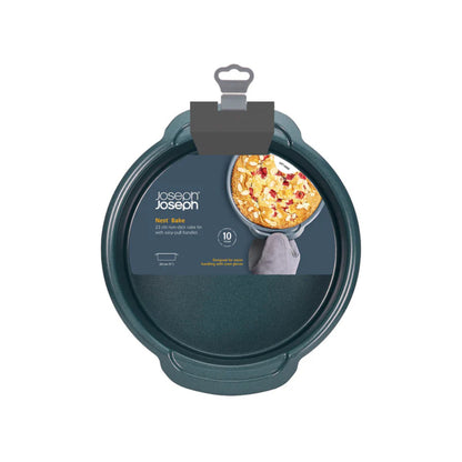 Joseph Joseph Nest Bake Round Cake Tin - 23cm, Durable Non-Stick Coating, Easy-Pull Handles, JOSE-45069