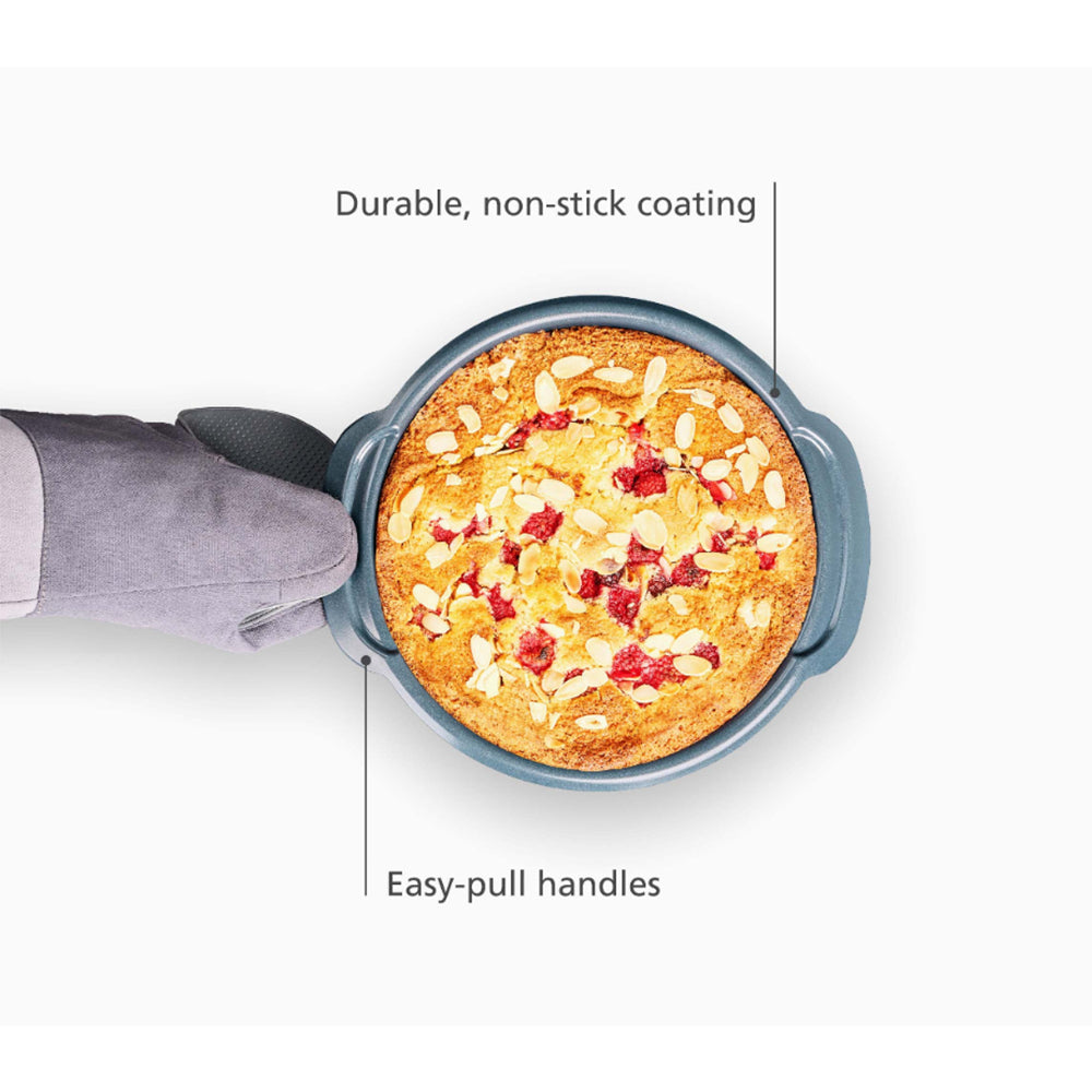 Joseph Joseph Nest Bake Round Cake Tin - 23cm, Durable Non-Stick Coating, Easy-Pull Handles, JOSE-45069