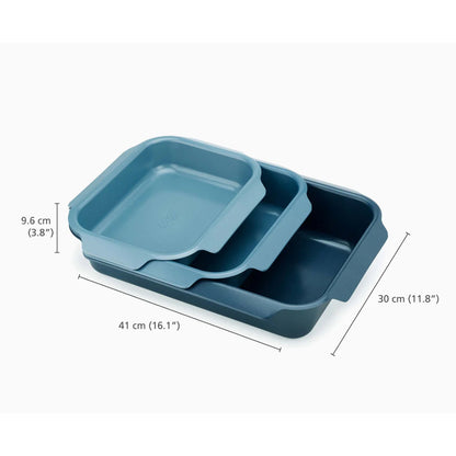 Joseph Joseph Nest Oven 3-Piece Nesting Non-Stick Roasting, High Quality Carbon Steel Construction, Durable Dual-Layer Non-Stick Coating, JOSE-45060