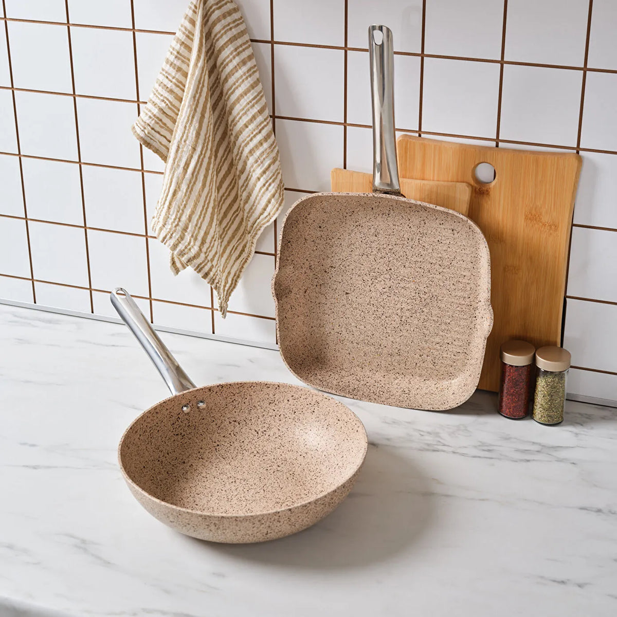 Karaca Biogranit Nare Wok & Grill Pan Set, 153.09.01.6435