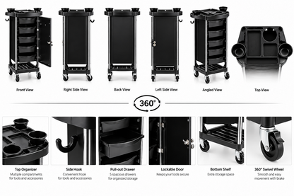 La Perla Tech, Salon Trolley With Lock, Multifunctional Beauty Tool Storage For Hair Salon And Spa, 6291101221659