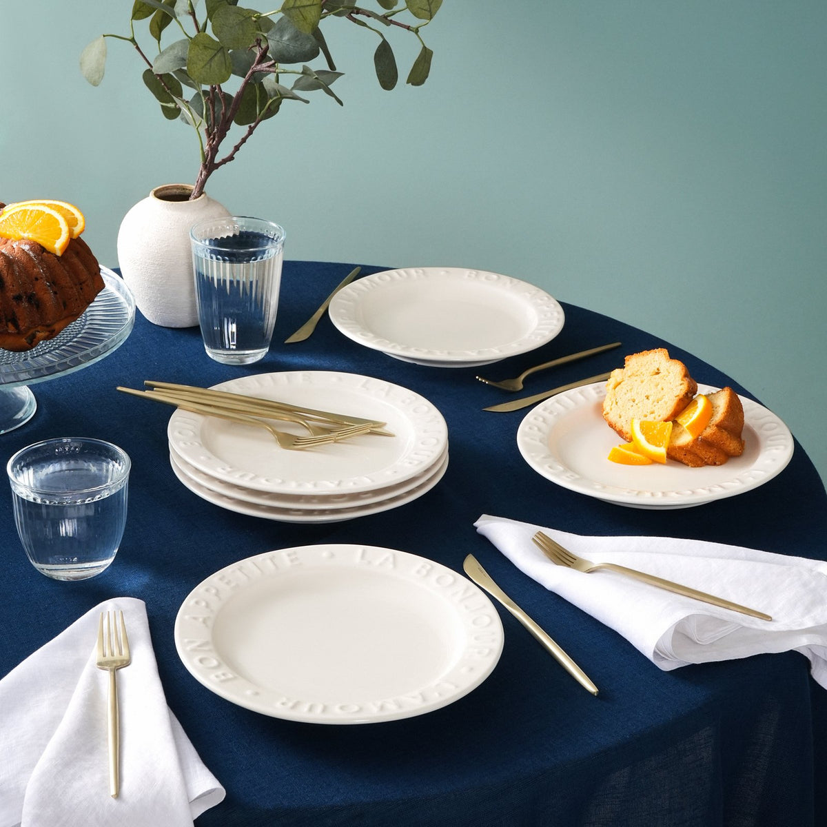 Karaca Amour Cake Set for 6 People 22 cm - Elegant Ceramic Dessert Plate Set, 153.03.06.9662