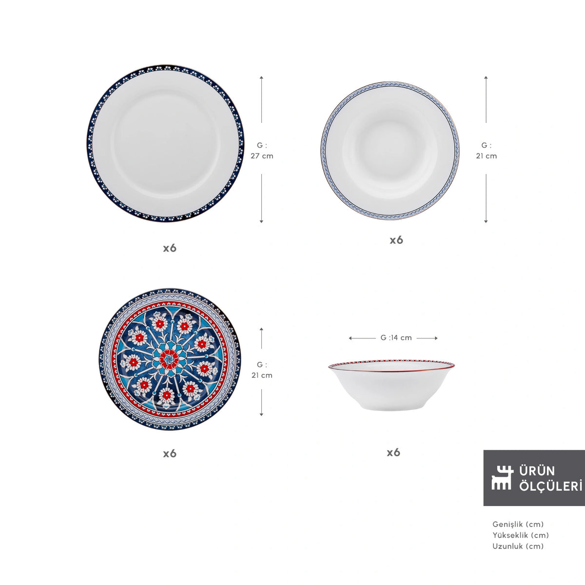 Karaca Elegance Bone Ancient Premium 24-Piece Bone Porcelain Dinner Set for 6 People - Timeless Elegant Collection, 153.09.01.1365