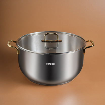 Karaca Gold Elegance 34 cm Stainless Steel Pot, 8683650326052