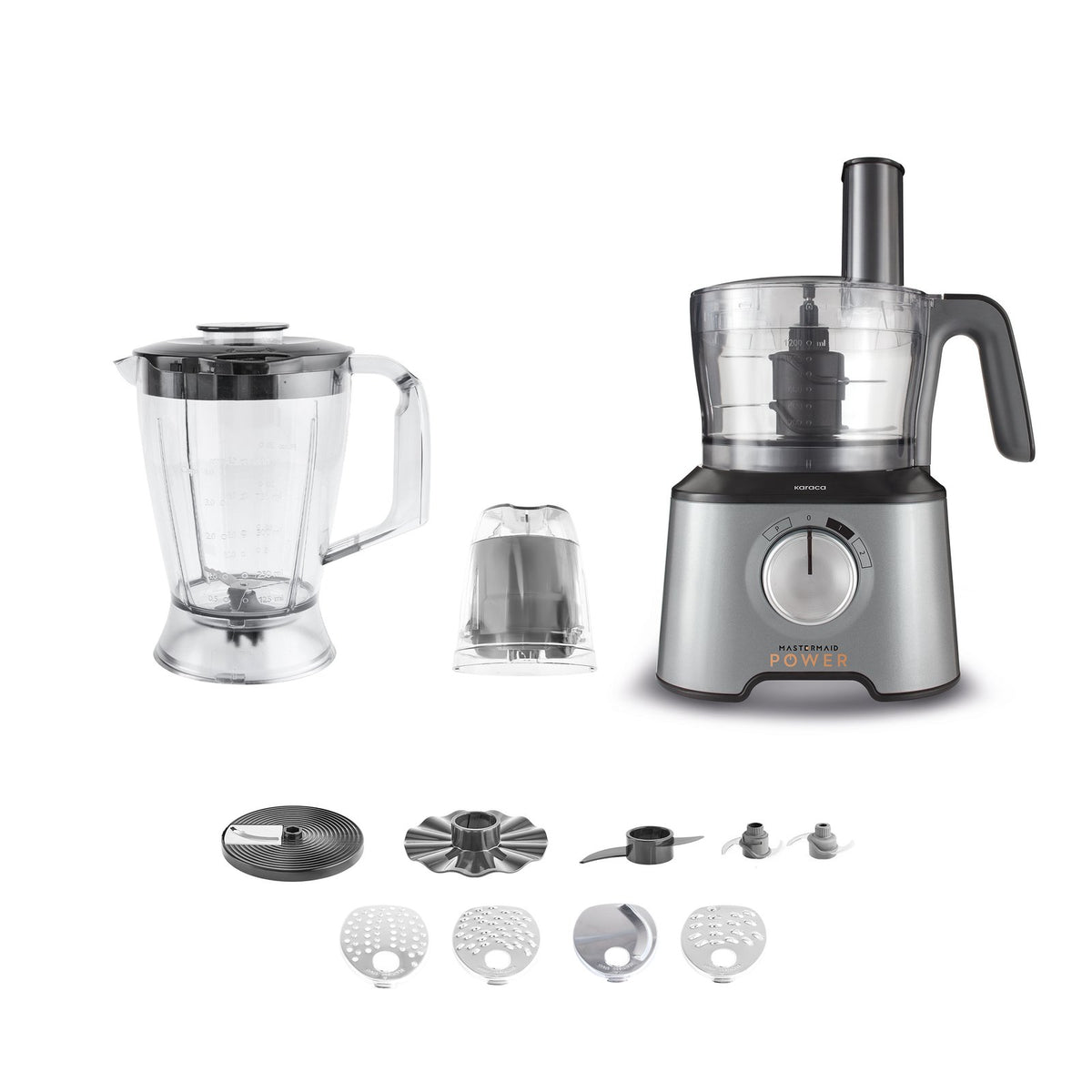 Karaca Mastermaid Power Multifunctional 10 in 1 Food Processor 2000W, Galaxy Grey, 153.03.06.6570