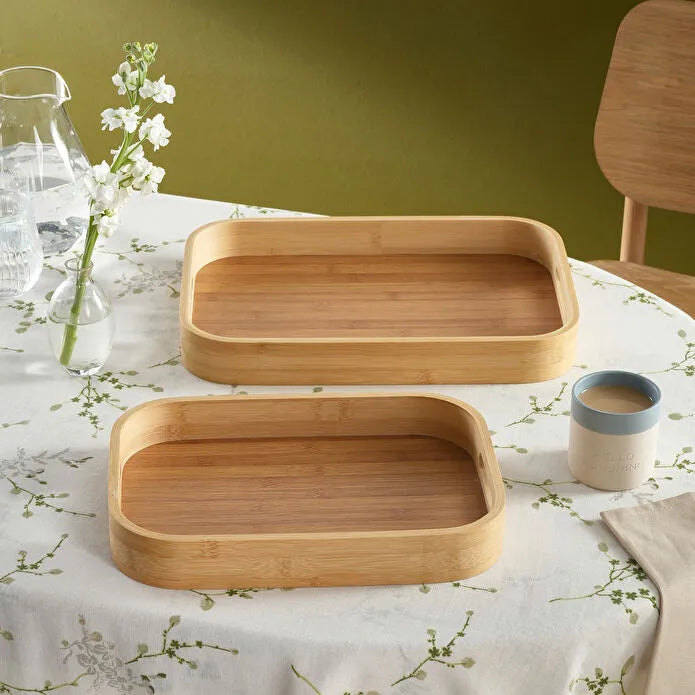 Karaca Nolan 2-Piece Bamboo Tray Set, 153.09.01.7157