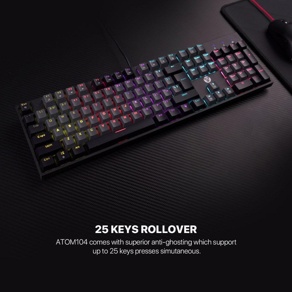 Fantech, Mk886V2 Atom104 Rgb Mechanical Keyboard Sumi Edition, Available in Different Colors