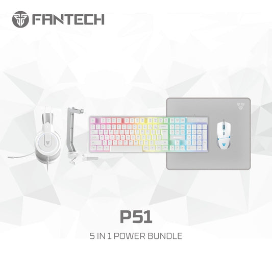 Fantech, P51 Gaming Set 5In1: Keyboard + Mouse + Mousepad + Headset + Stand Headset, Rgb Lighting, The Essential Gaming Bundle, Available in Different Colors