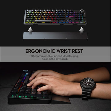 Fantech, Mk853 Maxpower, Pro Wired Mechanical Keyboard With Rgb Lighting & Comfortable With Wrist Rest