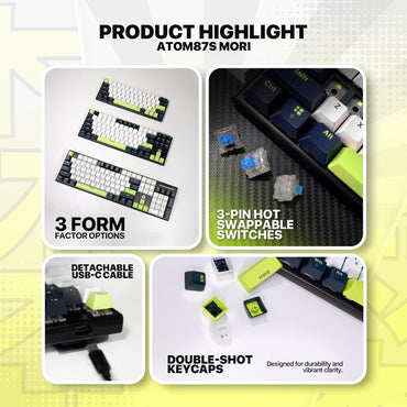 Fantech, Mori Edition Mk877S - Atom87S, Pro Wired Mechanical Keyboard With Rgb Lighting Blue, Available in Different Colors