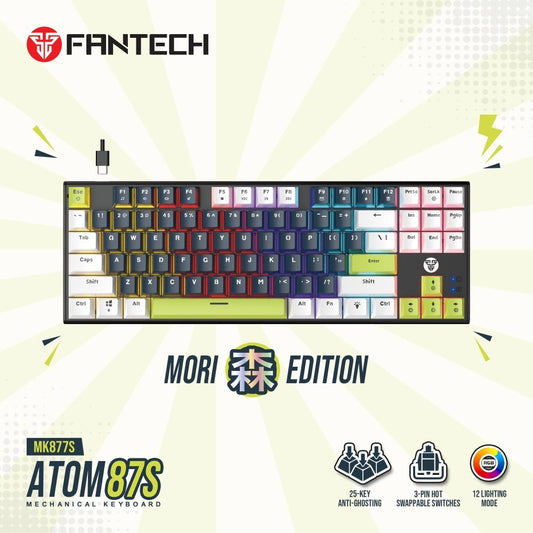 Fantech, Mori Edition Mk877S - Atom87S, Pro Wired Mechanical Keyboard With Rgb Lighting Blue, Available in Different Colors