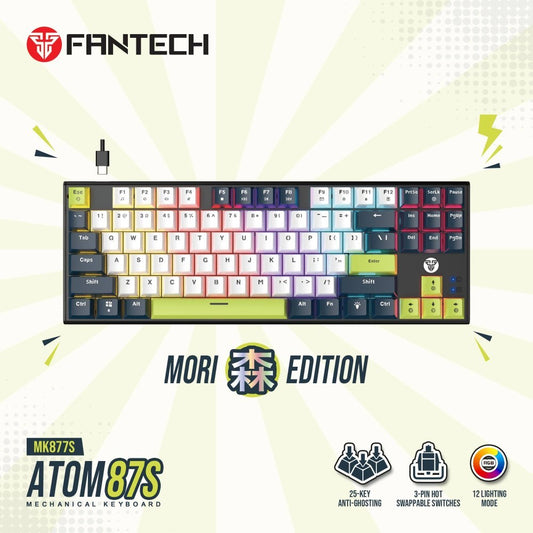 Fantech, Mori Edition Mk877S - Atom87S, Pro Wired Mechanical Keyboard With Rgb Lighting White
