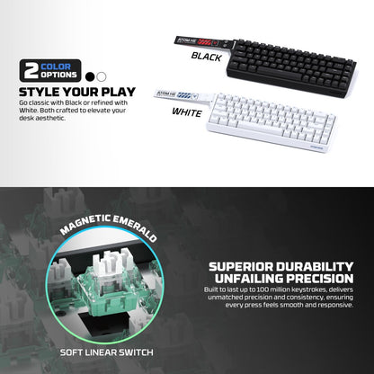 Fantech, Atom He68 Mk811, High?Precision Magnetic?Switch Mechanical Keyboard, 8K Polling, 0.01Mm Accuracy, Available in Different Colors