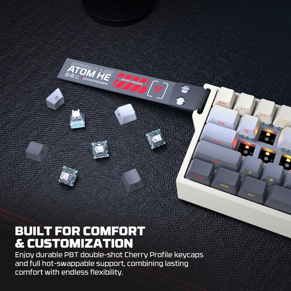 Fantech, Atom Pro He68 Mk922, High Precision Magnetic Switch Keyboard, 3 Modes: Bluetooth, Wireless & Wired, 8K Polling, Available in Different Colors