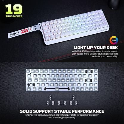 Fantech, Atom Pro He68 Mk922, High Precision Magnetic Switch Keyboard, 3 Modes: Bluetooth, Wireless & Wired, 8K Polling, Available in Different Colors