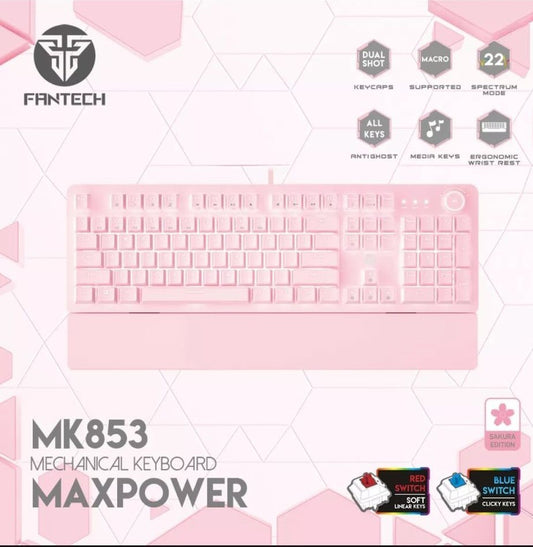 Fantech, Mk853 Maxpower Rgb Mechanical Gaming Keyboard (Pink Sakura Edition)