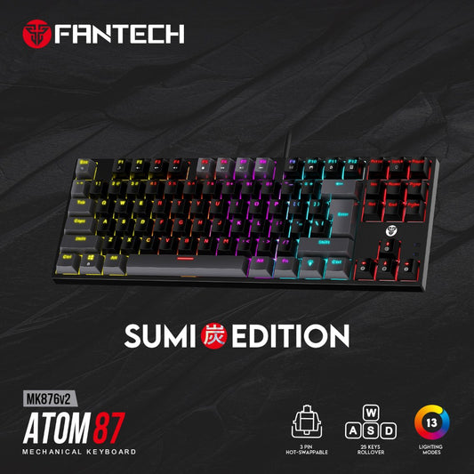Fantech, Mk876V2 Atom87 Rgb Mechanical Keyboard Sumi Edition, Available in Different Colors