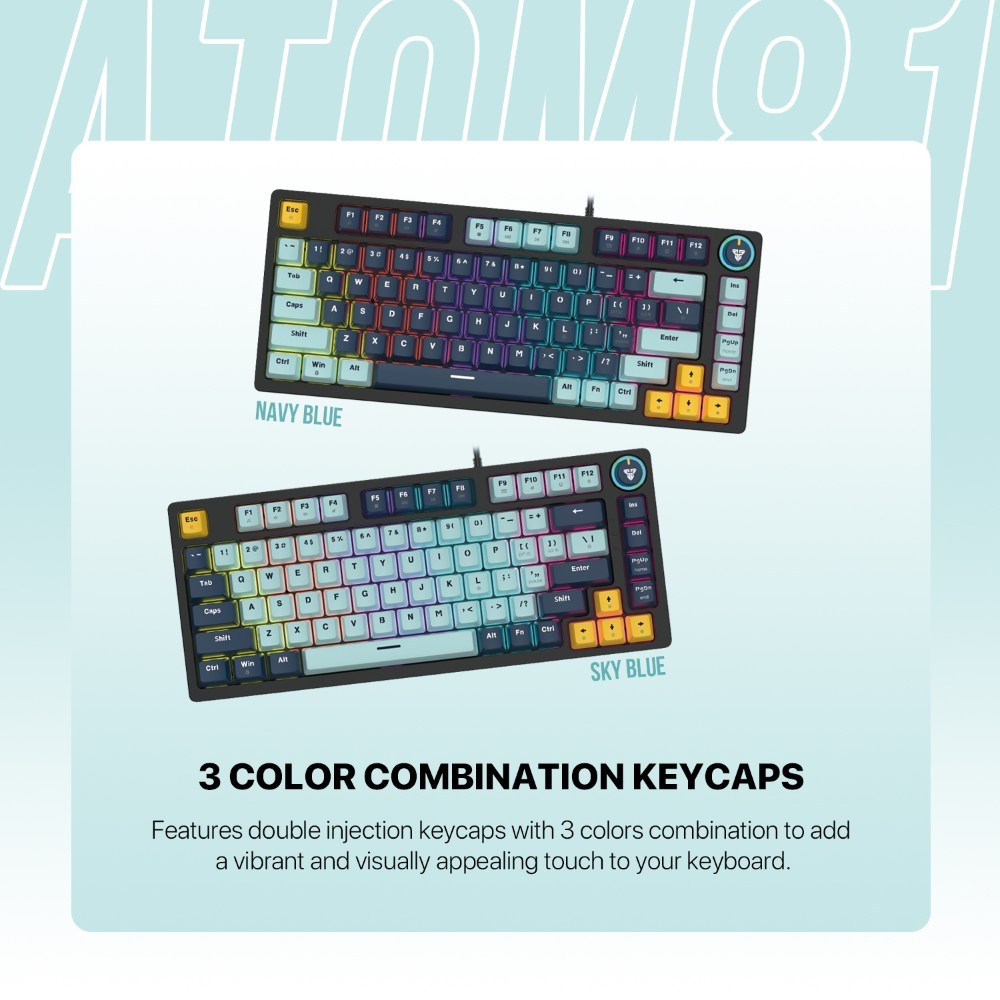 Fantech, Mk875V2 Atom 81 Rgb Mechanical Gaming Keyboard Mizu Edition, Available in Different Colors