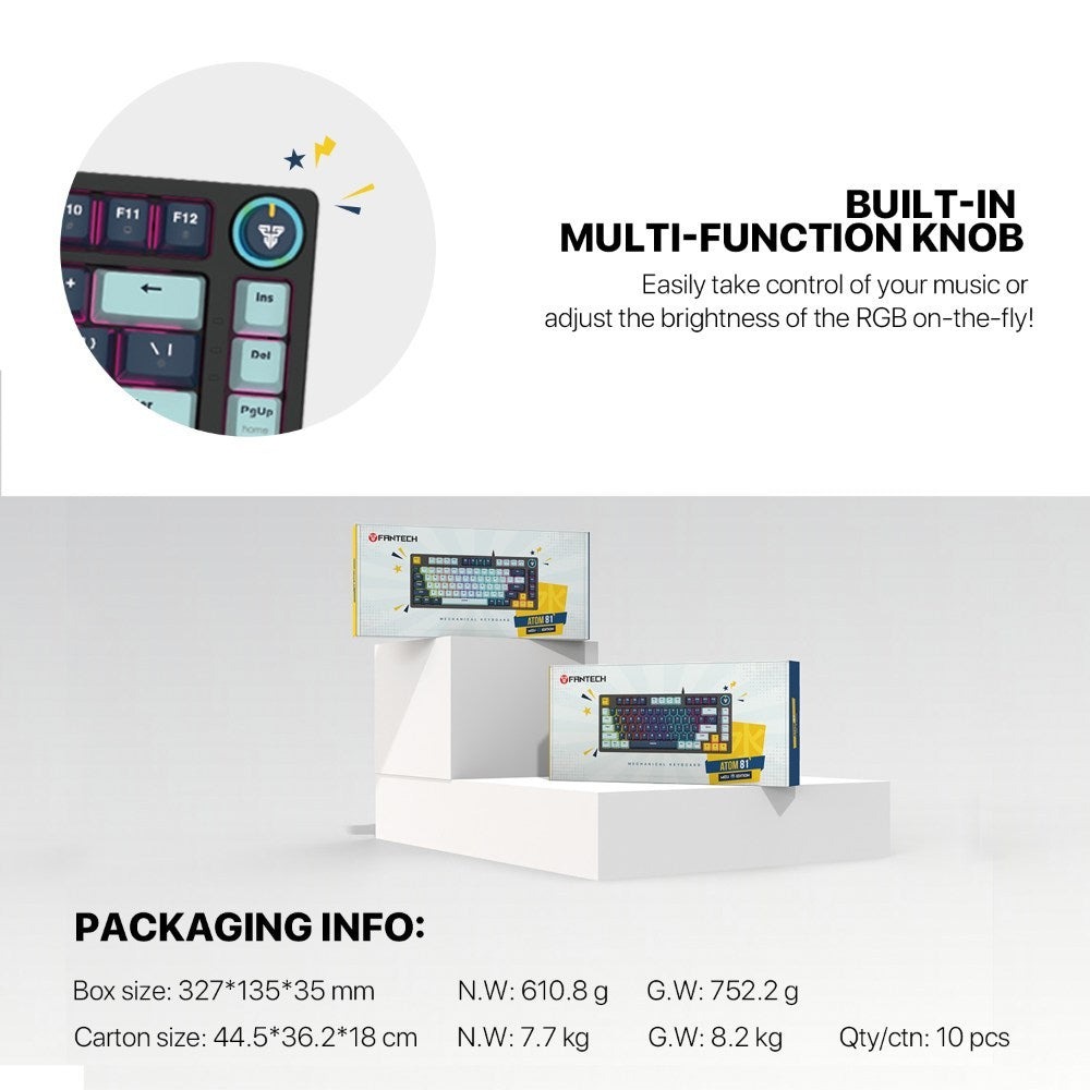 Fantech, Mk875V2 Atom 81 Rgb Mechanical Gaming Keyboard Mizu Edition, Available in Different Colors