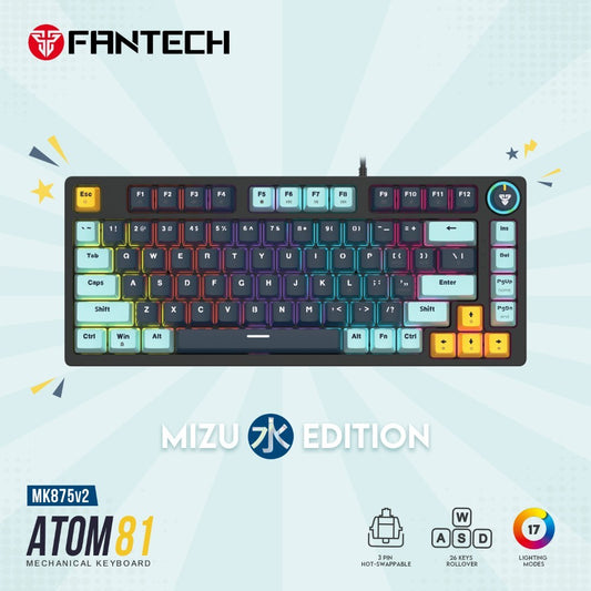 Fantech, Mk875V2 Atom 81 Rgb Mechanical Gaming Keyboard Mizu Edition, Available in Different Colors