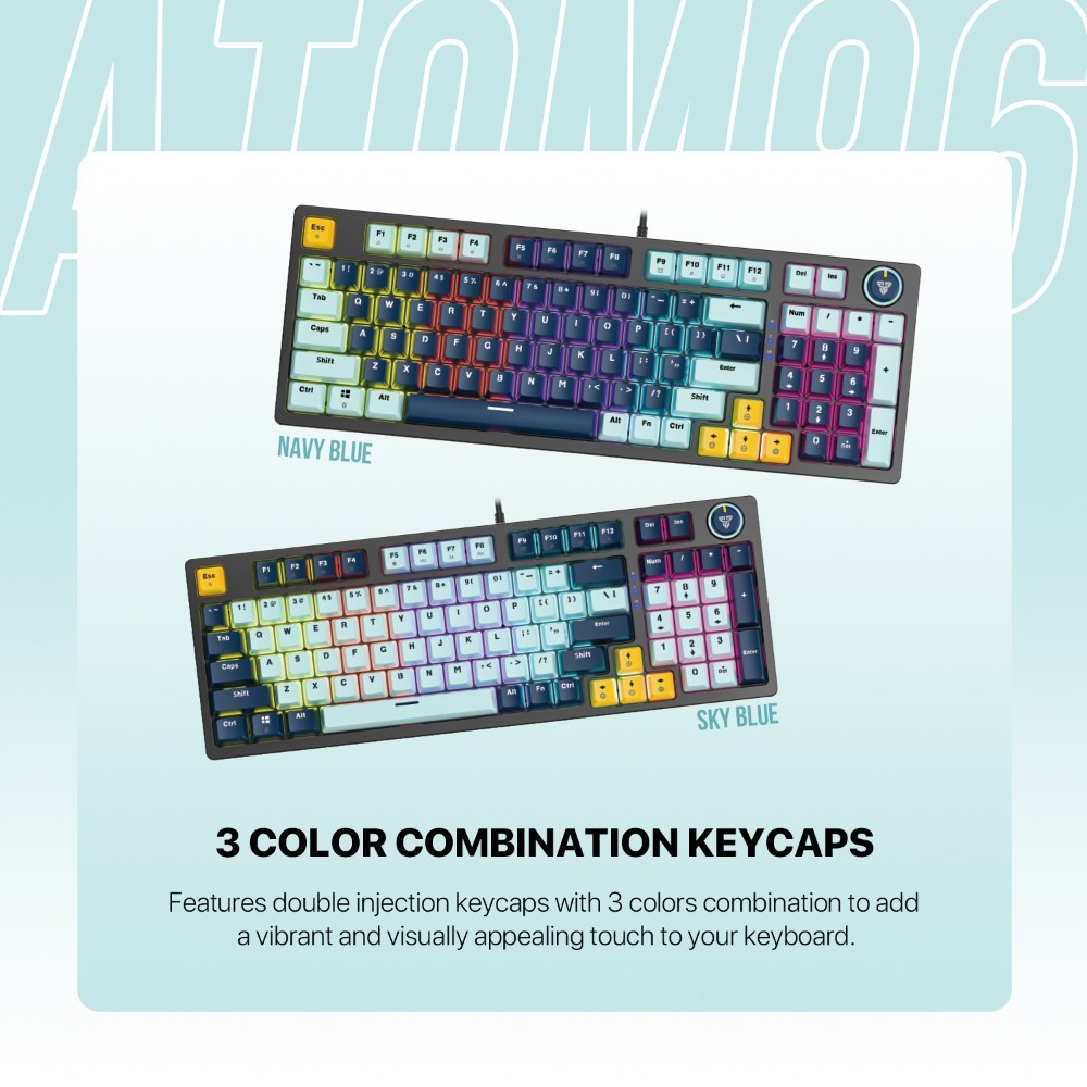 Fantech, Mk890V2 Atom 96 Rgb Mechanical Gaming Keyboard Mizu Edition, Available in Different Colors