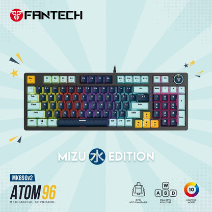 Fantech, Mk890V2 Atom 96 Rgb Mechanical Gaming Keyboard Mizu Edition, Available in Different Colors