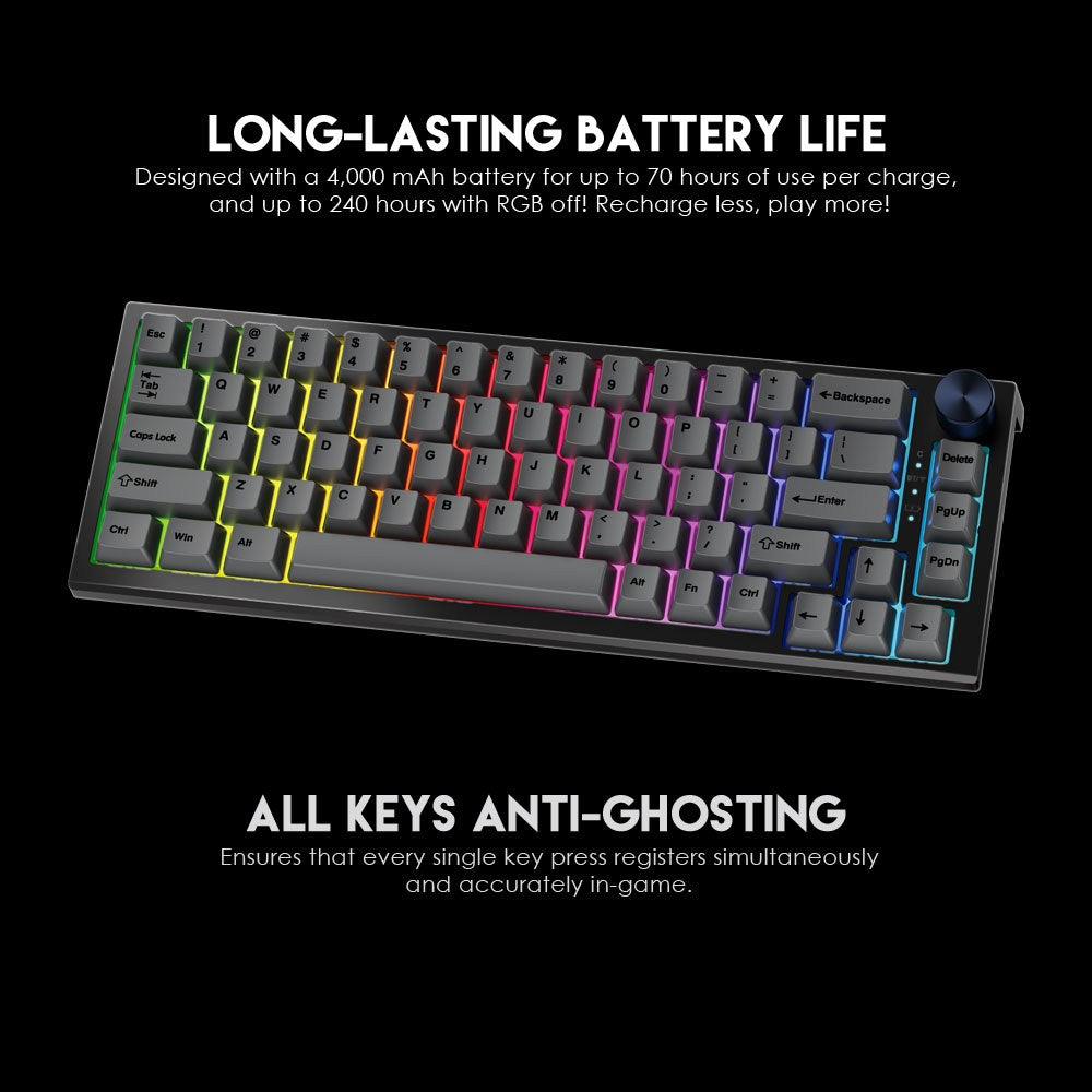 Fantech, Mk858 Maxfit67 Rgb Bluetooth, Wireless & Mechanical Gaming Keyboard, Available in Different Colors