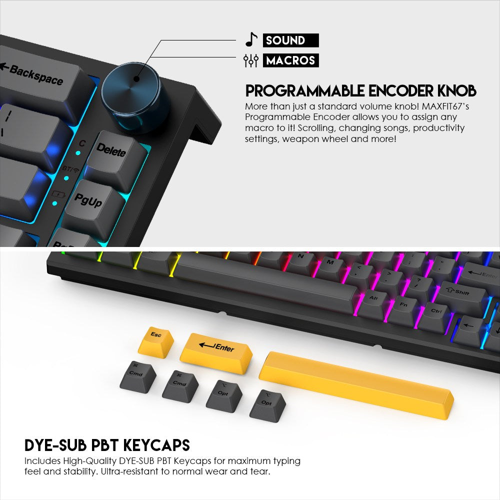 Fantech, Mk858 Maxfit67 Rgb Bluetooth, Wireless & Mechanical Gaming Keyboard, Available in Different Colors