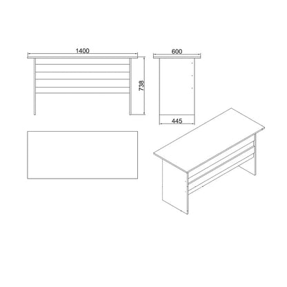KDesign Premium Office Desk [Oak - Larex Black], VO1-OB