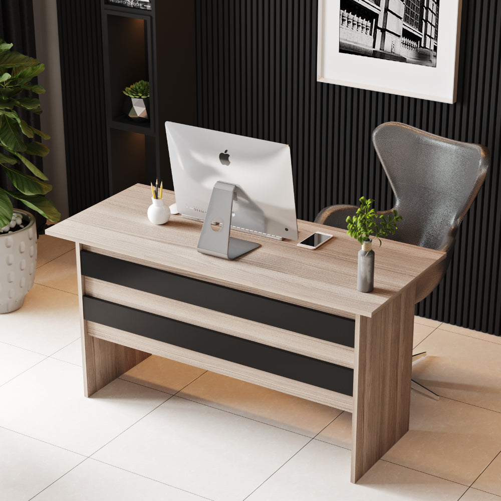 KDesign Premium Office Desk [Oak - Larex Black], VO1-OB