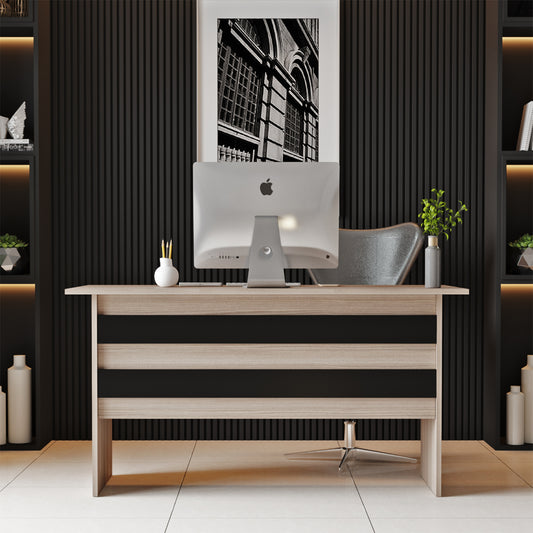 KDesign Premium Office Desk [Oak - Larex Black], VO1-OB