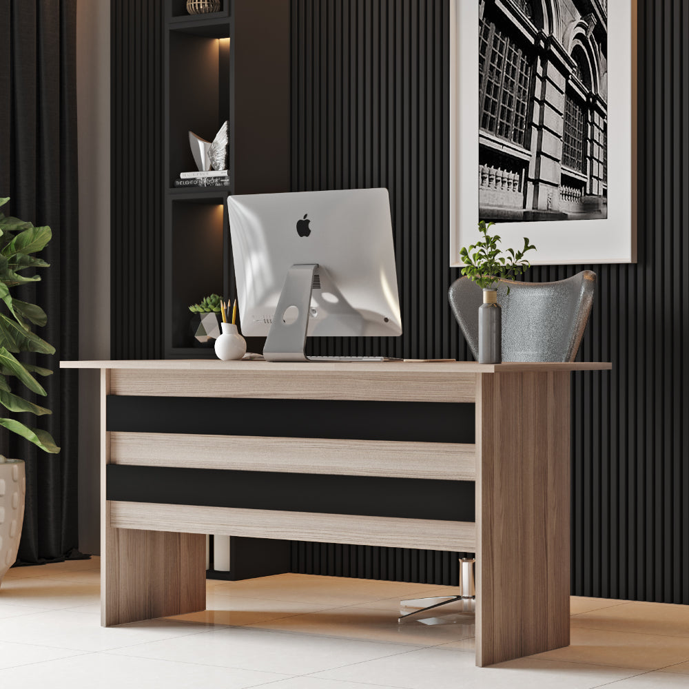 KDesign Premium Office Desk [Oak - Larex Black], VO1-OB