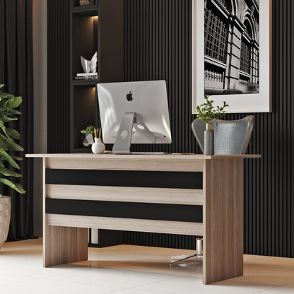 KDesign Premium Office Desk [Oak - Larex Black], VO1-OB