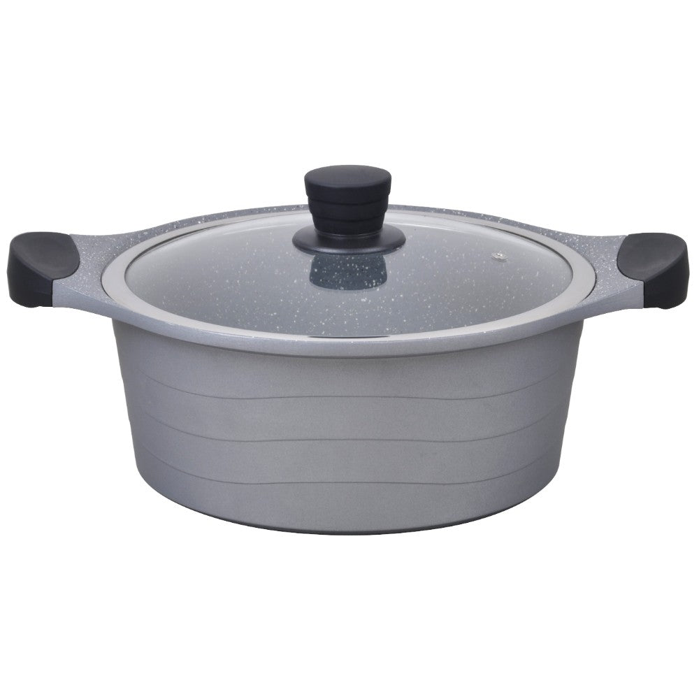 Kinox, Al Granite Casserole 20 cm Glass Lid & Silicon Black Handles, Kin-909020