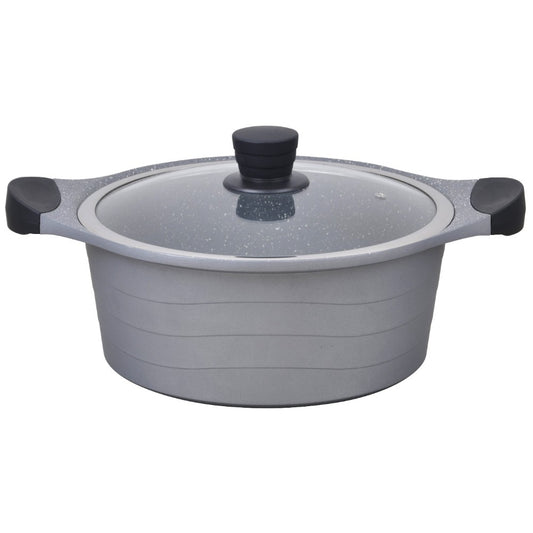 Kinox, Al Granite Casserole 20 cm Glass Lid & Silicon Black Handles, Kin-909020