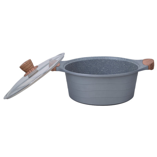 Kinox, Al Granite Casserole 24 cm Glass Lid & Wood Paint Handles, Kin-919024
