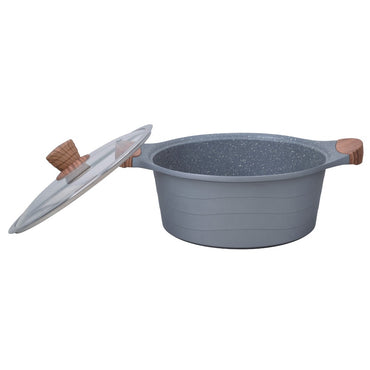 Kinox, Al Granite Casserole 24 cm Glass Lid & Wood Paint Handles, Kin-919024