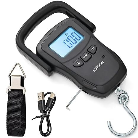 Kingon, Rechargeable Luggage Scale, Digital Portable Bag Scale For Travel, Suitcase Weight Scale With Strap & Comfortable Handle, 110Lb/50Kg Capacity