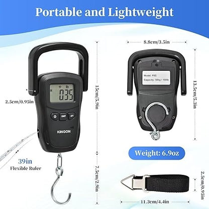Kingon, Rechargeable Luggage Scale, Digital Portable Bag Scale For Travel, Suitcase Weight Scale With Strap & Comfortable Handle, 110Lb/50Kg Capacity