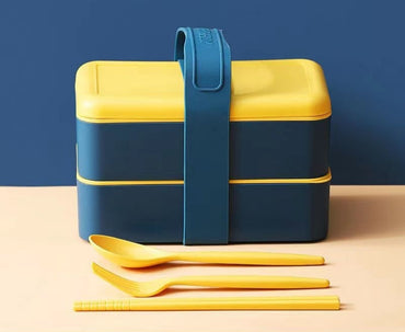 Lunch Box Double Layers Removable Grid Salad Fruit Food Storage Box for School Food Storage Box Double Layers, Available in Different Colors