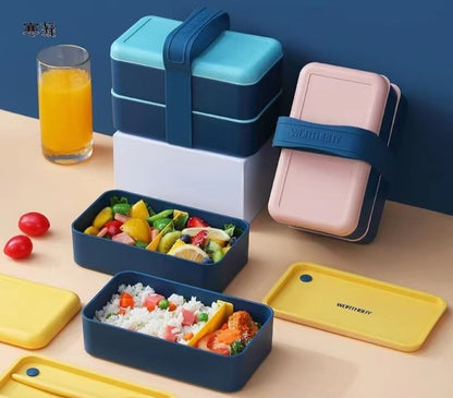 2 Tier Bento Boxes Containers With Tableware Self Moveable, Available in Different Colors