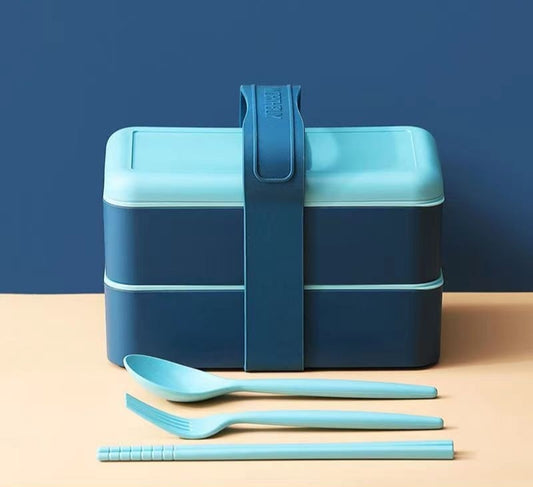 Lunch Box Double Layers Removable Grid Salad Fruit Food Storage Box for School Food Storage Box Double Layers, Available in Different Colors