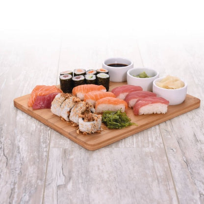 Snack Serving Set 4 pcs, bamboo Board with 3 Bowls