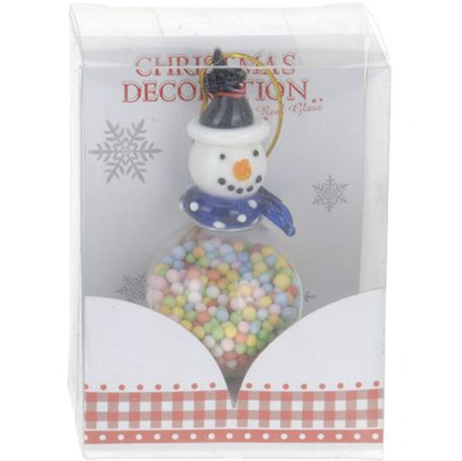 Itemz, Christmas Ball With Snowman 6.5 Cm Colorful, Available in Different Colors