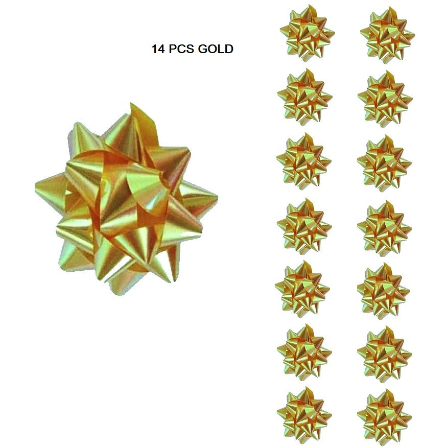 Gold Self Adhesive Wrapping Bows 14 Pcs 5cm