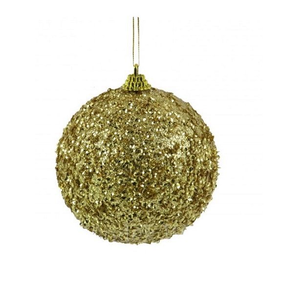 Itemz, Christmas Tree Decoration Ball With Gold Sequins, Available in Different Sizes